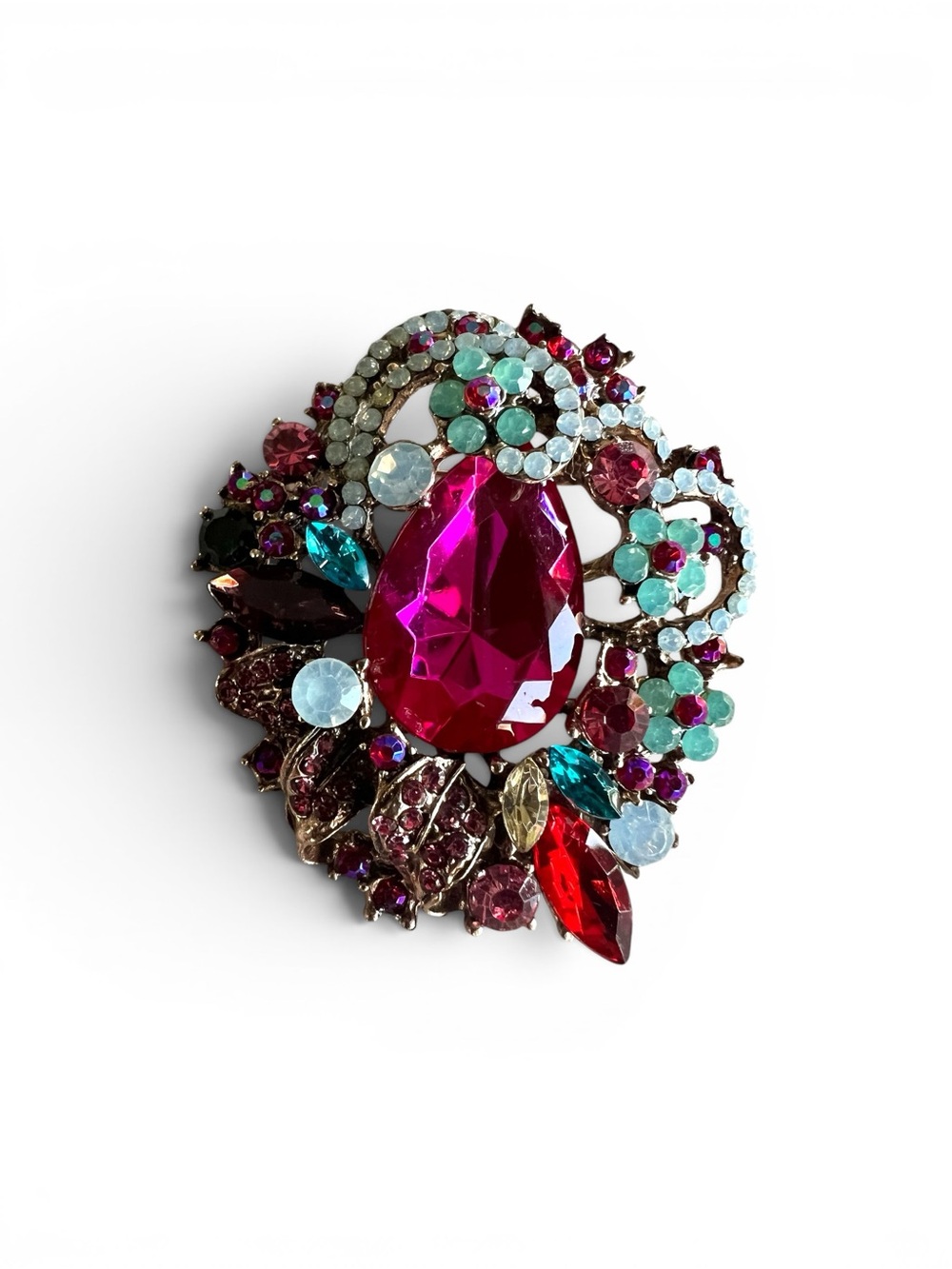 Dark Pink Tear Drop Brooch